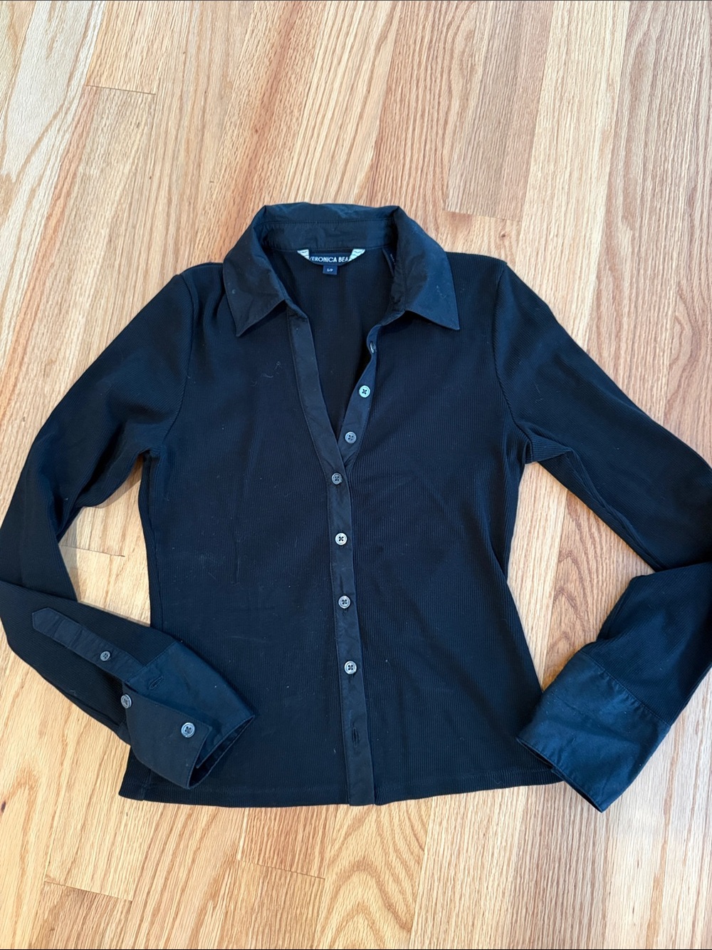 Veronica Beard Black Button-Down Collared Shirt